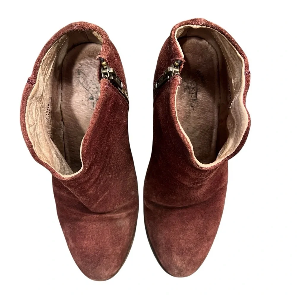 FREEBIRD Detroit Suede Leather Boots Booties Maroon Burgundy Brown Size 8 - Picture 10 of 14
